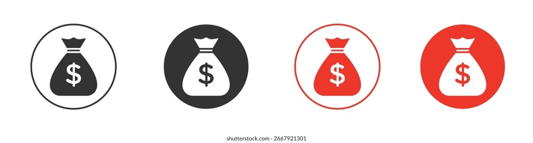 Icono del bolso del dinero para el logotipo, símbolo de la muestra del Vector para el diseño