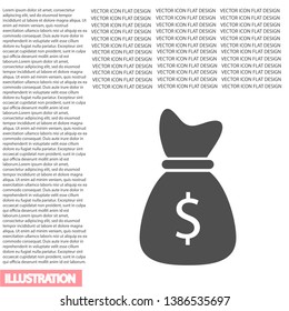 Money bag icon. lorem ipsum Flat Design JPG