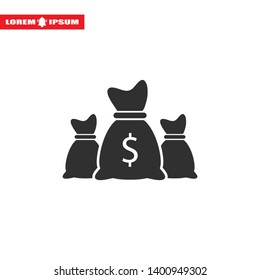 Money bag icon. lorem ipsum Flat Design JPG