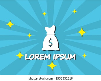 Money bag icon. lorem ipsum Flat Design JPG