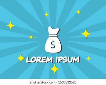 Money bag icon. lorem ipsum Flat Design JPG