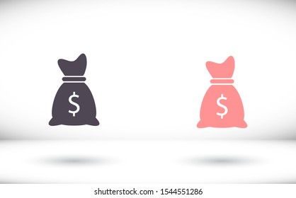 Money bag icon. lorem ipsum Flat Design JPG