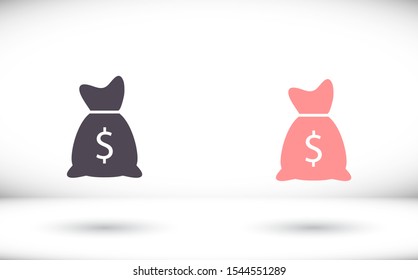 Money bag icon. lorem ipsum Flat Design JPG
