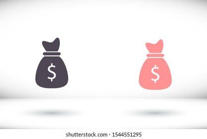 Money bag icon. lorem ipsum Flat Design JPG
