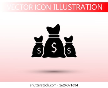 Money bag icon. lorem ipsum Flat Design JPG