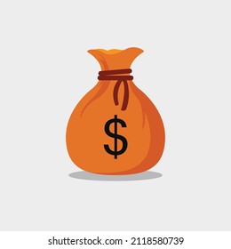 Money bag icon. Moneybag cartoon illustration concept. Vector illustration cash money in brown bag. Money with dollar symbol