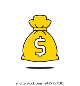 Money Bag Icon. Moneybag with dollar sign. Vector line icon editable illustration.