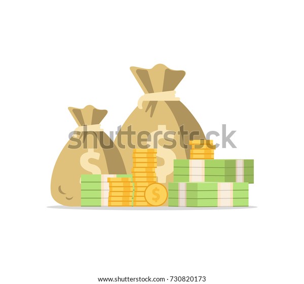 Money bag icon, moneybag flat simple\
cartoon illustration. Vector\
illustration.