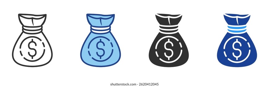 Icono de bolso de dinero Colección de Vector de estilo múltiple