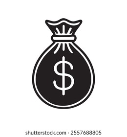 Money Bag Icon on White background. illustration
