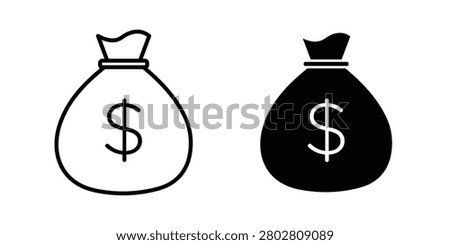 Money bag icon Outline flat Icon.