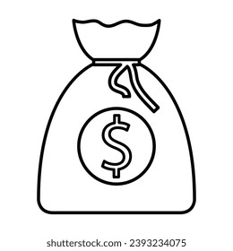 Money Bag Icon In Outline Style