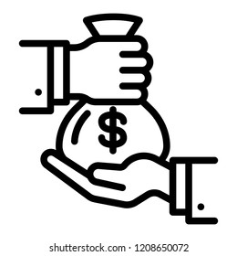 Money bag icon. Outline money bag vector icon for web design isolated on white background