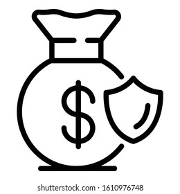 Money bag icon. Outline money bag vector icon for web design isolated on white background