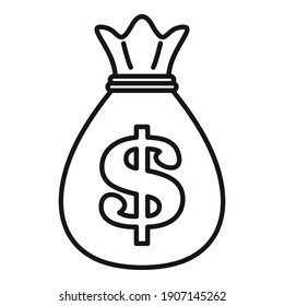 Money bag icon. Outline money bag vector icon for web design isolated on white background