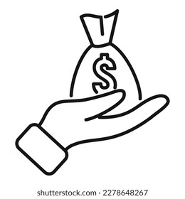 Money bag icon outline vector. Send payment. Business pay