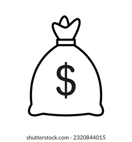 Money bag icon. Pictogram isolated on white background. Vector Illustration.