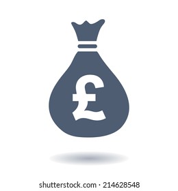 Money Bag Icon. Pound GBP Currency Symbol. Flat Design Style. EPS 10.