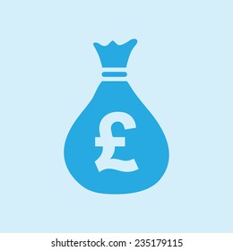 Money bag icon. Pound GBP currency symbol. Flat design style. EPS 10.