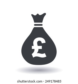Money bag icon. Pound GBP currency symbol. Flat design style. EPS 10.