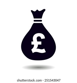 Money Bag Icon. Pound GBP Currency Symbol. Flat Design Style. EPS 10.