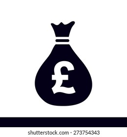 Money Bag Icon. Pound GBP Currency Symbol. Flat Design Style. EPS 10.