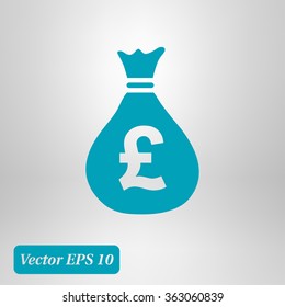 Money bag icon. Pound GBP currency symbol. Flat design style. EPS 10.