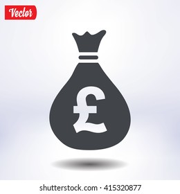 Money bag icon. Pound GBP currency symbol. Flat design style. EPS 10.