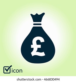 Money bag icon. Pound GBP currency symbol. Flat design style. EPS 10.