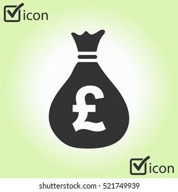 Money bag icon. Pound GBP currency symbol. Flat design style. EPS 10.