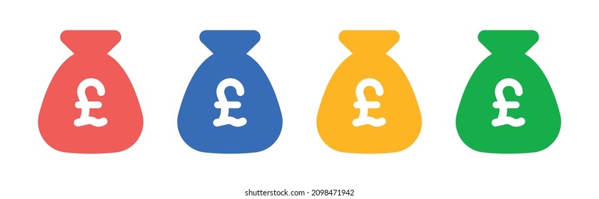 Money bag icon, pound money icon set.