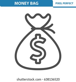 Money Bag Icon. Professional, pixel perfect icons optimized for both large and small resolutions. EPS 8 format. 12x size for preview.