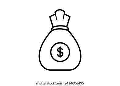 money bag icon. icon related to graduation and achievement. suitable for web site, app, user interfaces, printable etc. line icon style. simple vector design editable