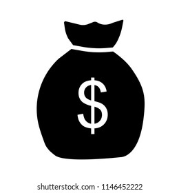 Money bag icon. Sack or bag with dollar sign. Vector Illustration