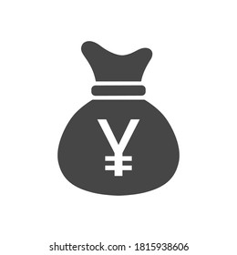 Money bag icon. Sack with Japanese Yen or Chinese Yuan sign. Vector Illustration.