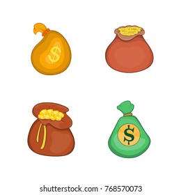 Money bag icon set. Cartoon set of money bag vector icons for your web design isolated on white background