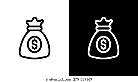 Money Bag With Icon Set Design