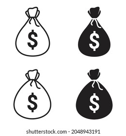 Money bag icon set, money bag icon different style. vector illustration