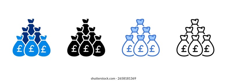 Money Bag Icon Set With Different Currencies