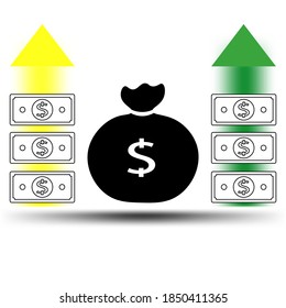 Money bag icon. A set of images of financial well-being. Banknote symbol for application and advertising brochure decoration.
