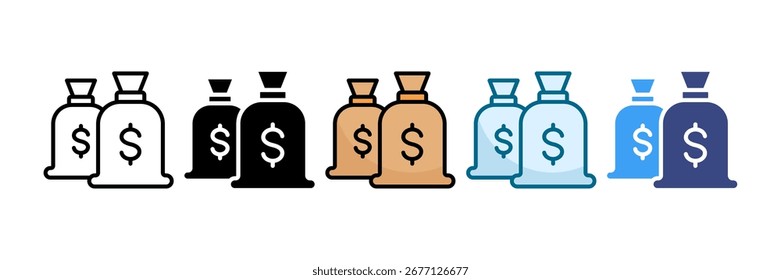 Icono del bolso del dinero fijado Colección múltiple del estilo