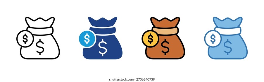 Conjunto de iconos de bolsa de dinero colección de estilo múltiple