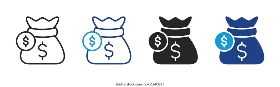 Conjunto de iconos de bolsa de dinero colección de estilo múltiple