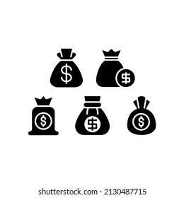 Money Bag Icon Set Vector Symbol Design Illustration