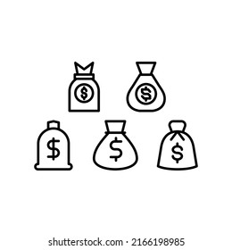 Money Bag Icon Set Vector Symbol Design Illustration
