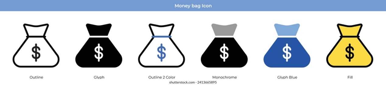 Vector de conjunto de iconos de bolsas de dinero