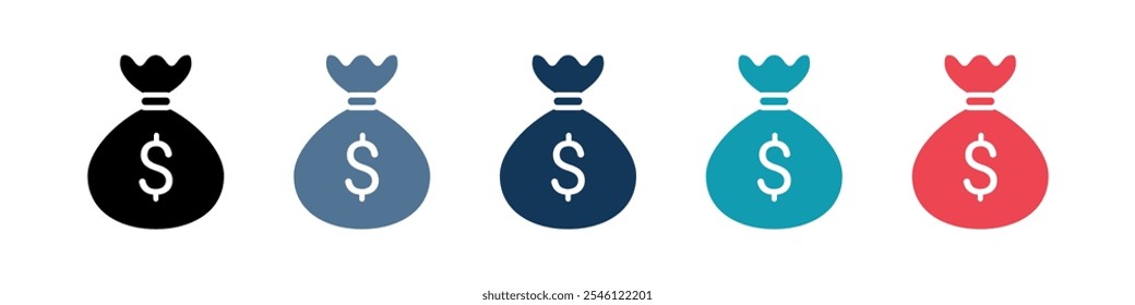 Money bag icon set vector illustration.