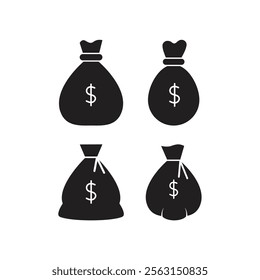 Money Bag Icon Set Vector Design.