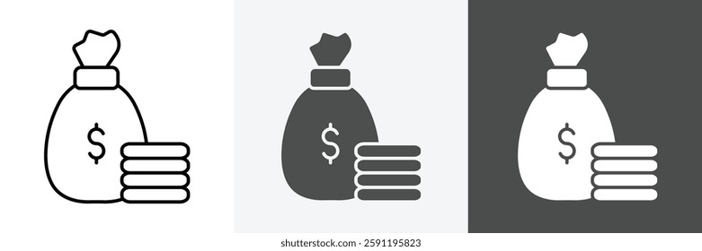 Money Bag icon set vector art