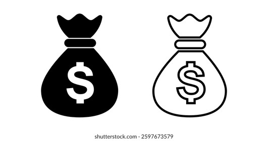 Money bag icon set vector. Finance icon illustration design. Isolated on white background